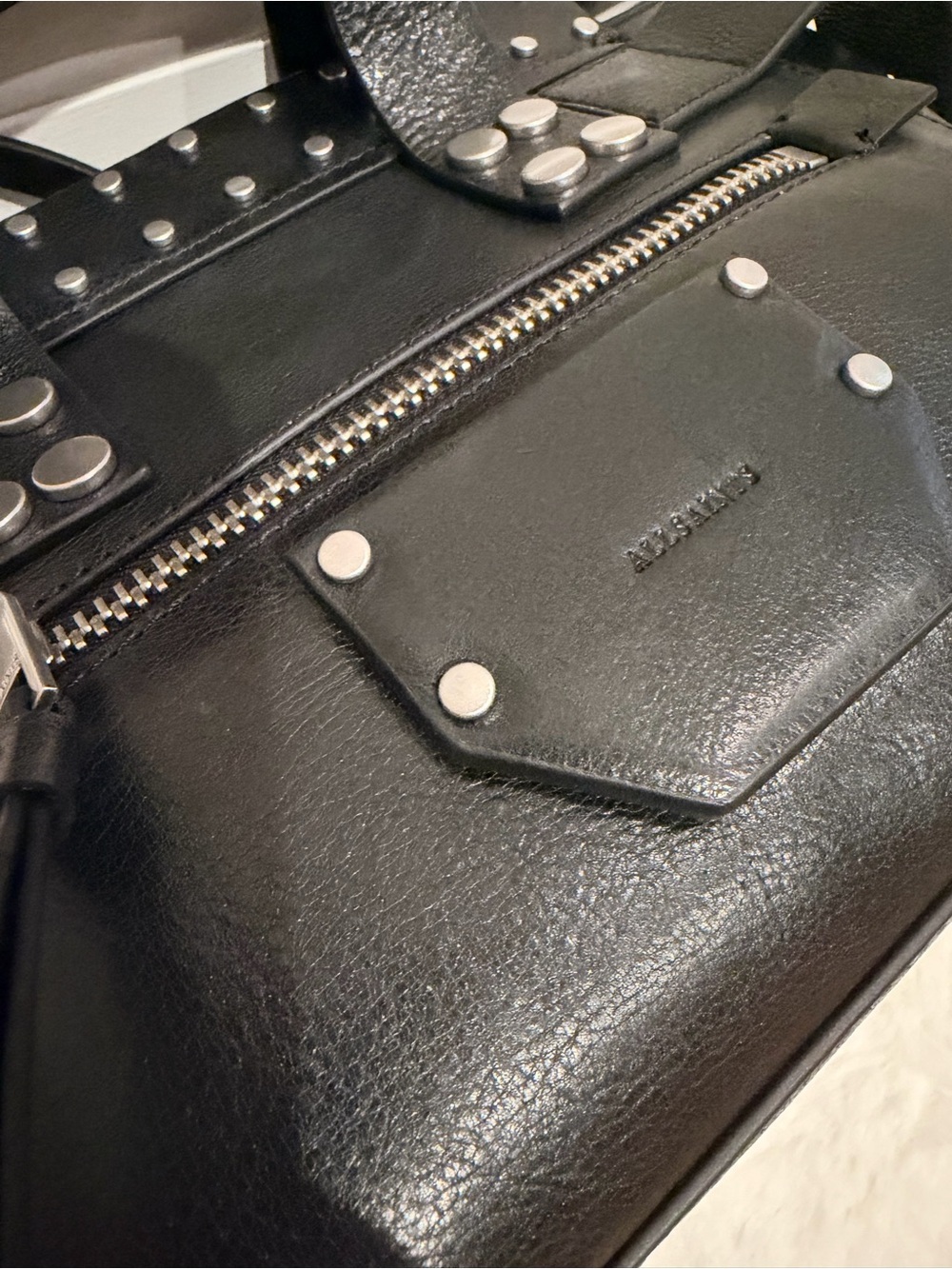 All Saints Perez Black Studded Leather Tote Bag - Women - Picture 6 of 6